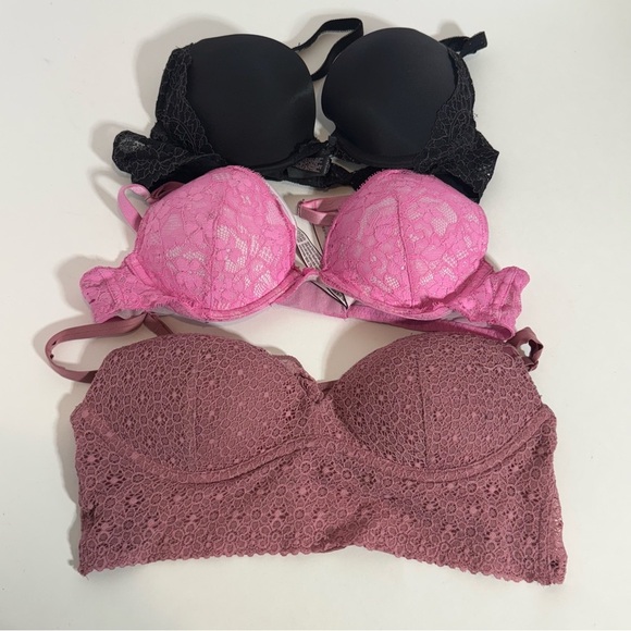 Victoria's Secret Other - Victoria Secret Bras 32A 32B Pink Black Bundle of 3
